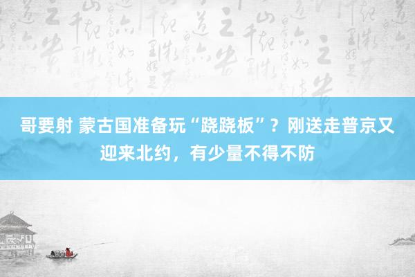 哥要射 蒙古国准备玩“跷跷板”？刚送走普京又迎来北约，有少量不得不防