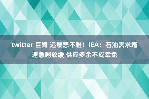 twitter 巨臀 远景悲不雅！IEA：石油需求增速急剧放缓 供应多余不成幸免