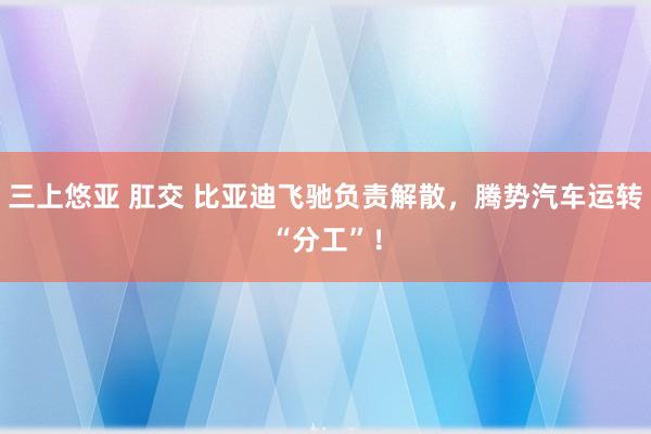 三上悠亚 肛交 比亚迪飞驰负责解散，腾势汽车运转“分工”！