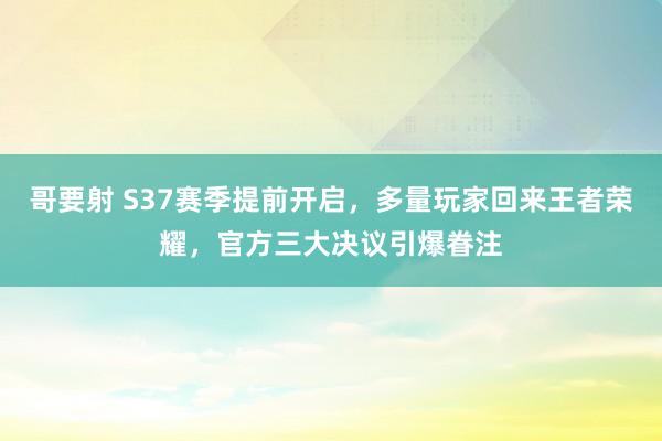 哥要射 S37赛季提前开启，多量玩家回来王者荣耀，官方三大决议引爆眷注