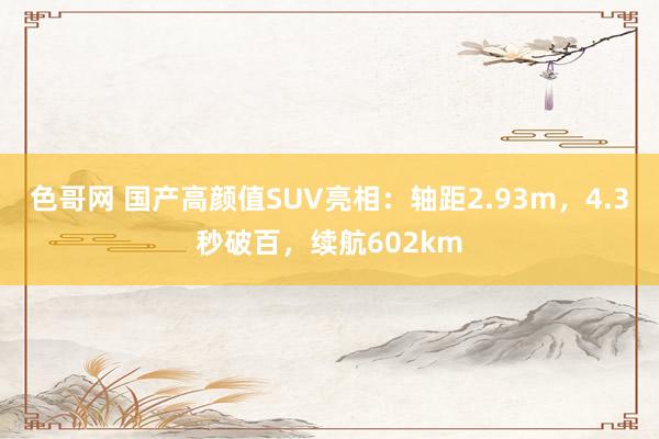 色哥网 国产高颜值SUV亮相：轴距2.93m，4.3秒破百，续航602km