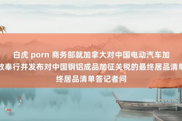 白虎 porn 商务部就加拿大对中国电动汽车加征关税成效奉行并发布对中国钢铝成品加征关税的最终居品清单答记者问