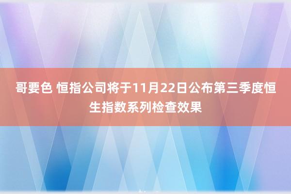 哥要色 恒指公司将于11月22日公布第三季度恒生指数系列检查效果