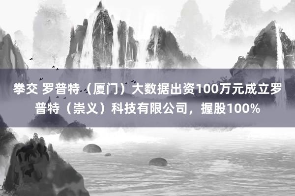 拳交 罗普特（厦门）大数据出资100万元成立罗普特（崇义）科技有限公司，握股100%