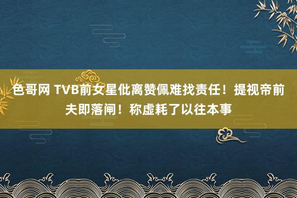 色哥网 TVB前女星仳离赞佩难找责任！提视帝前夫即落闸！称虚耗了以往本事