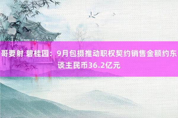 哥要射 碧桂园：9月包摄推动职权契约销售金额约东谈主民币36.2亿元