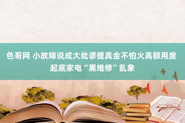 色哥网 小故障说成大纰谬提真金不怕火高额用度 起底家电“黑维修”乱象