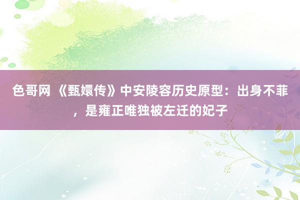 色哥网 《甄嬛传》中安陵容历史原型：出身不菲，是雍正唯独被左迁的妃子