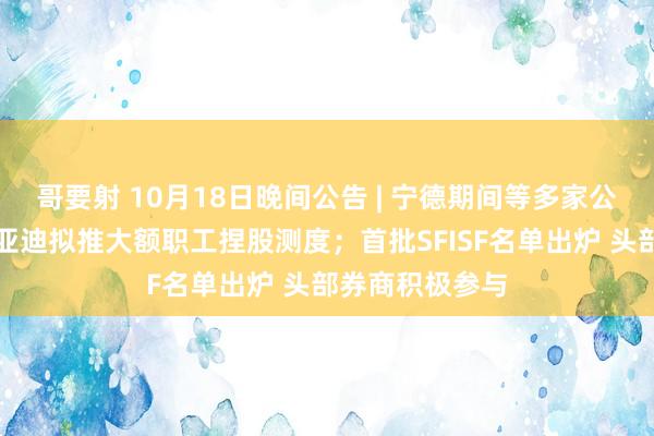 哥要射 10月18日晚间公告 | 宁德期间等多家公司发家报；比亚迪拟推大额职工捏股测度；首批SFISF名单出炉 头部券商积极参与