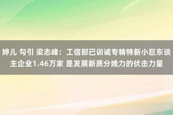 婷儿 勾引 梁志峰：工信部已训诫专精特新小巨东谈主企业1.46万家 是发展新质分娩力的伏击力量