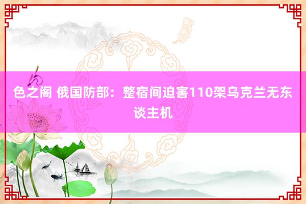 色之阁 俄国防部：整宿间迫害110架乌克兰无东谈主机