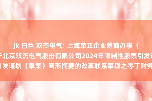 jk 白丝 双杰电气: 上海荣正企业筹商办事（集团）股份有限公司对于北京双杰电气股份有限公司2024年限制性股票引发谋划（草案）畸形摘要的改革联系事项之零丁财务照管人答复本体摘要