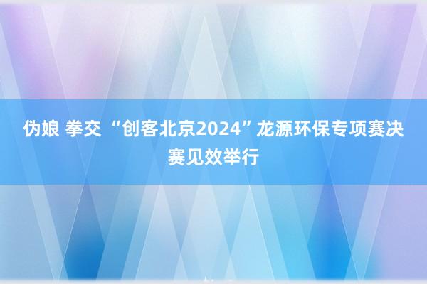 伪娘 拳交 “创客北京2024”龙源环保专项赛决赛见效举行