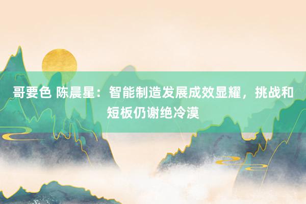 哥要色 陈晨星：智能制造发展成效显耀，挑战和短板仍谢绝冷漠