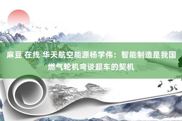 麻豆 在线 华天航空能源杨学伟：智能制造是我国燃气轮机弯谈超车的契机