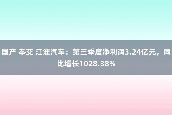 国产 拳交 江淮汽车：第三季度净利润3.24亿元，同比增长1028.38%