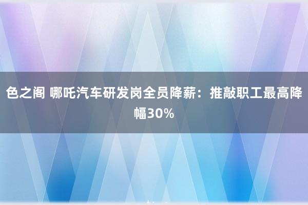 色之阁 哪吒汽车研发岗全员降薪：推敲职工最高降幅30%