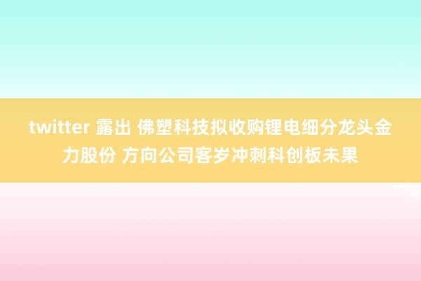 twitter 露出 佛塑科技拟收购锂电细分龙头金力股份 方向公司客岁冲刺科创板未果