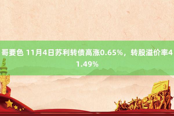 哥要色 11月4日苏利转债高涨0.65%，转股溢价率41.49%