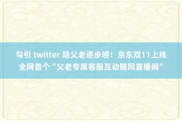 勾引 twitter 陪父老逐步唠！京东双11上线全网首个“父老专属客服互动随同直播间”