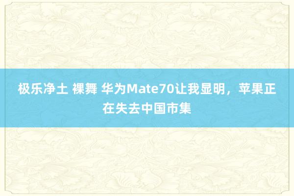 极乐净土 裸舞 华为Mate70让我显明，苹果正在失去中国市集