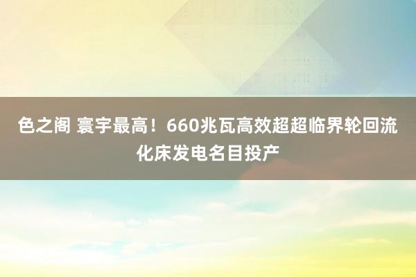 色之阁 寰宇最高！660兆瓦高效超超临界轮回流化床发电名目投产