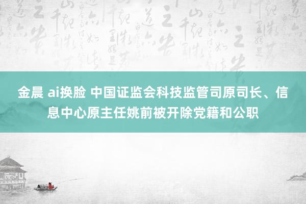 金晨 ai换脸 中国证监会科技监管司原司长、信息中心原主任姚前被开除党籍和公职