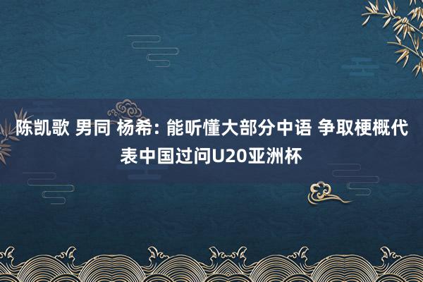 陈凯歌 男同 杨希: 能听懂大部分中语 争取梗概代表中国过问U20亚洲杯