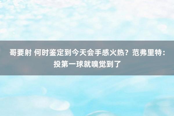 哥要射 何时鉴定到今天会手感火热？范弗里特：投第一球就嗅觉到了