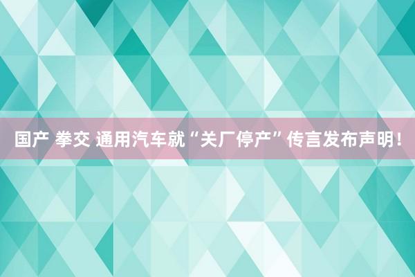 国产 拳交 通用汽车就“关厂停产”传言发布声明！