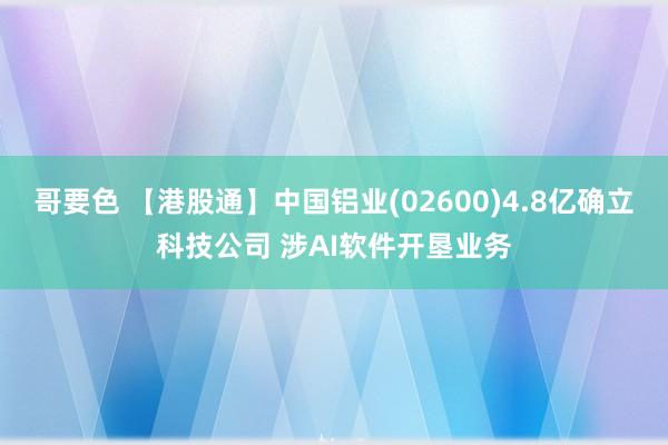 哥要色 【港股通】中国铝业(02600)4.8亿确立科技公司 涉AI软件开垦业务