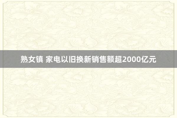 熟女镇 家电以旧换新销售额超2000亿元