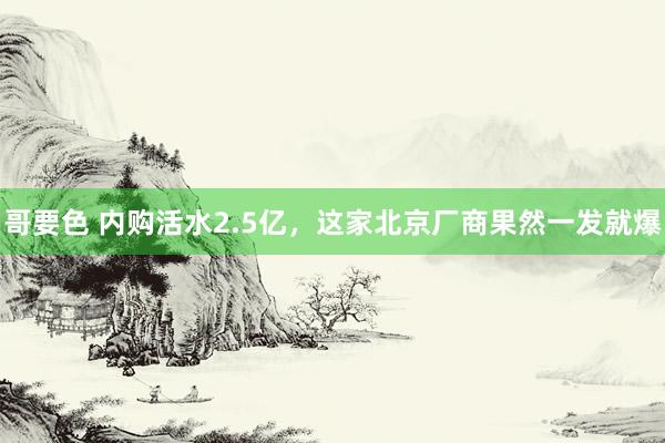 哥要色 内购活水2.5亿，这家北京厂商果然一发就爆