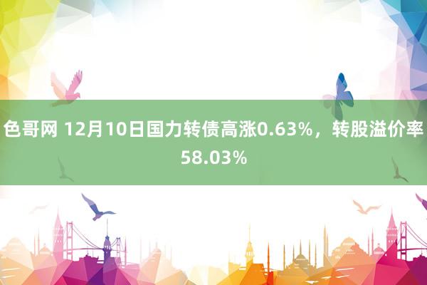 色哥网 12月10日国力转债高涨0.63%，转股溢价率58.03%