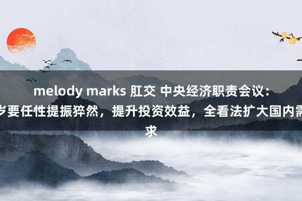 melody marks 肛交 中央经济职责会议：来岁要任性提振猝然，提升投资效益，全看法扩大国内需求