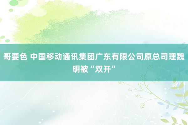 哥要色 中国移动通讯集团广东有限公司原总司理魏明被“双开”