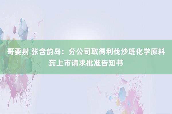 哥要射 张含韵岛：分公司取得利伐沙班化学原料药上市请求批准告知书