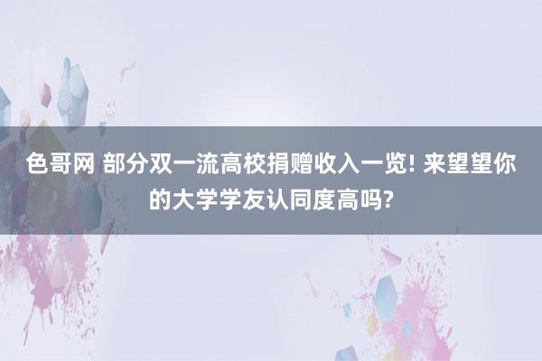 色哥网 部分双一流高校捐赠收入一览! 来望望你的大学学友认同度高吗?