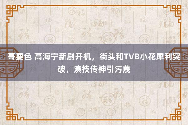 哥要色 高海宁新剧开机，街头和TVB小花犀利突破，演技传神引污蔑