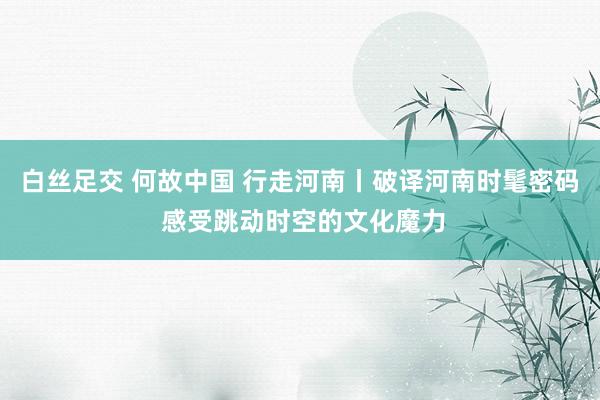 白丝足交 何故中国 行走河南丨破译河南时髦密码 感受跳动时空的文化魔力