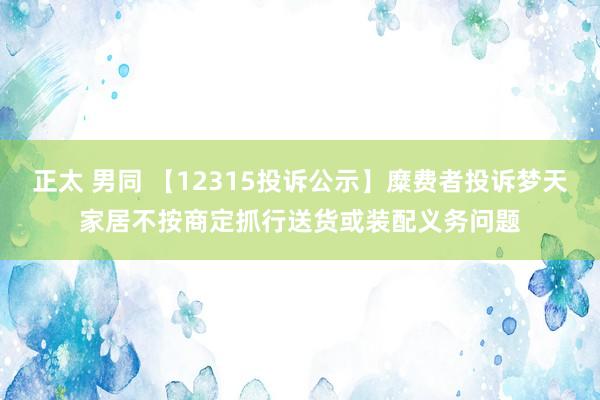 正太 男同 【12315投诉公示】糜费者投诉梦天家居不按商定抓行送货或装配义务问题