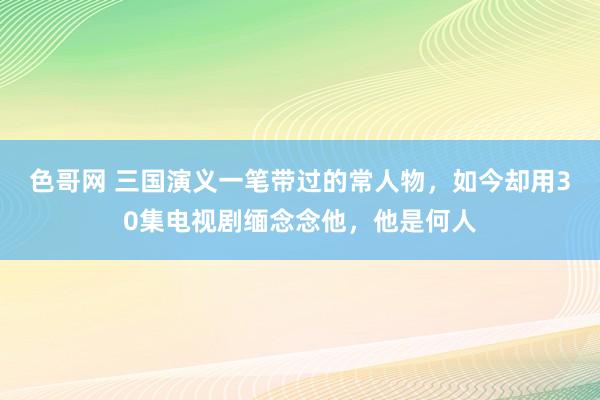 色哥网 三国演义一笔带过的常人物，如今却用30集电视剧缅念念他，他是何人