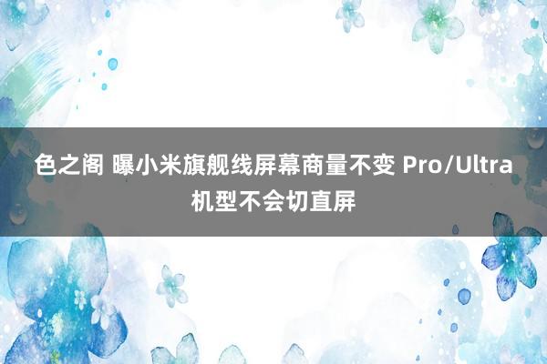 色之阁 曝小米旗舰线屏幕商量不变 Pro/Ultra机型不会切直屏