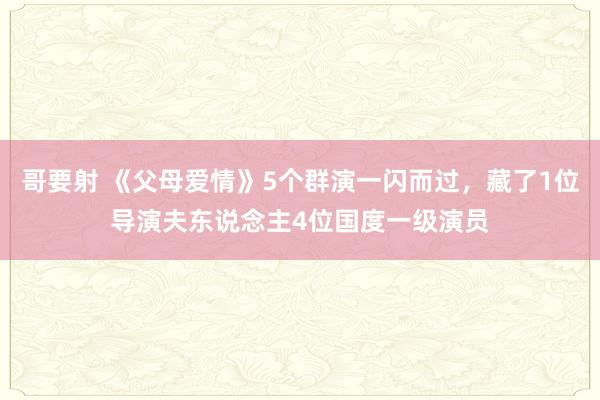 哥要射 《父母爱情》5个群演一闪而过，藏了1位导演夫东说念主4位国度一级演员