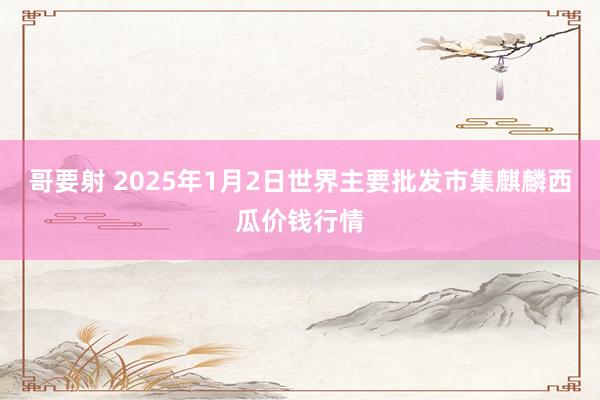 哥要射 2025年1月2日世界主要批发市集麒麟西瓜价钱行情