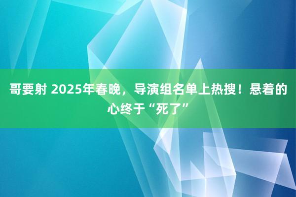 哥要射 2025年春晚，导演组名单上热搜！悬着的心终于“死了”