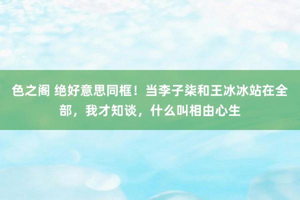 色之阁 绝好意思同框！当李子柒和王冰冰站在全部，我才知谈，什么叫相由心生