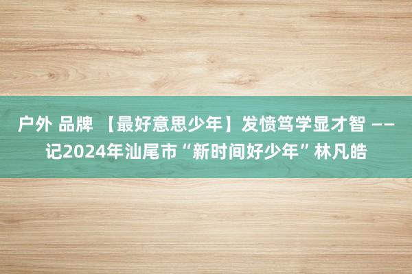 户外 品牌 【最好意思少年】发愤笃学显才智 ——记2024年汕尾市“新时间好少年”林凡皓