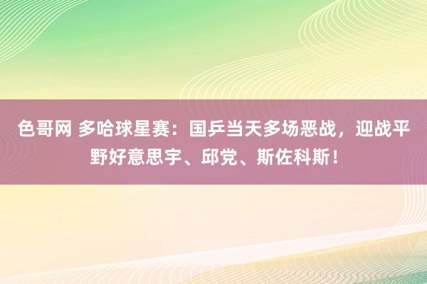 色哥网 多哈球星赛：国乒当天多场恶战，迎战平野好意思宇、邱党、斯佐科斯！