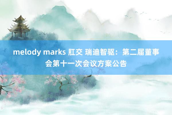 melody marks 肛交 瑞迪智驱：第二届董事会第十一次会议方案公告